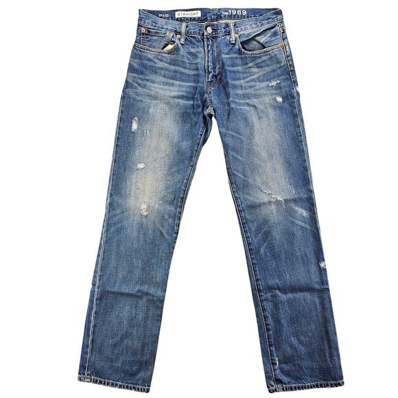 Gap 1969 Jeans 31x32 Mens Straight Lightly Distressed 5 Pocket 100% Cotton - Picture 1 of 16